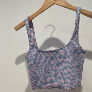 purple and blue checkered crop top